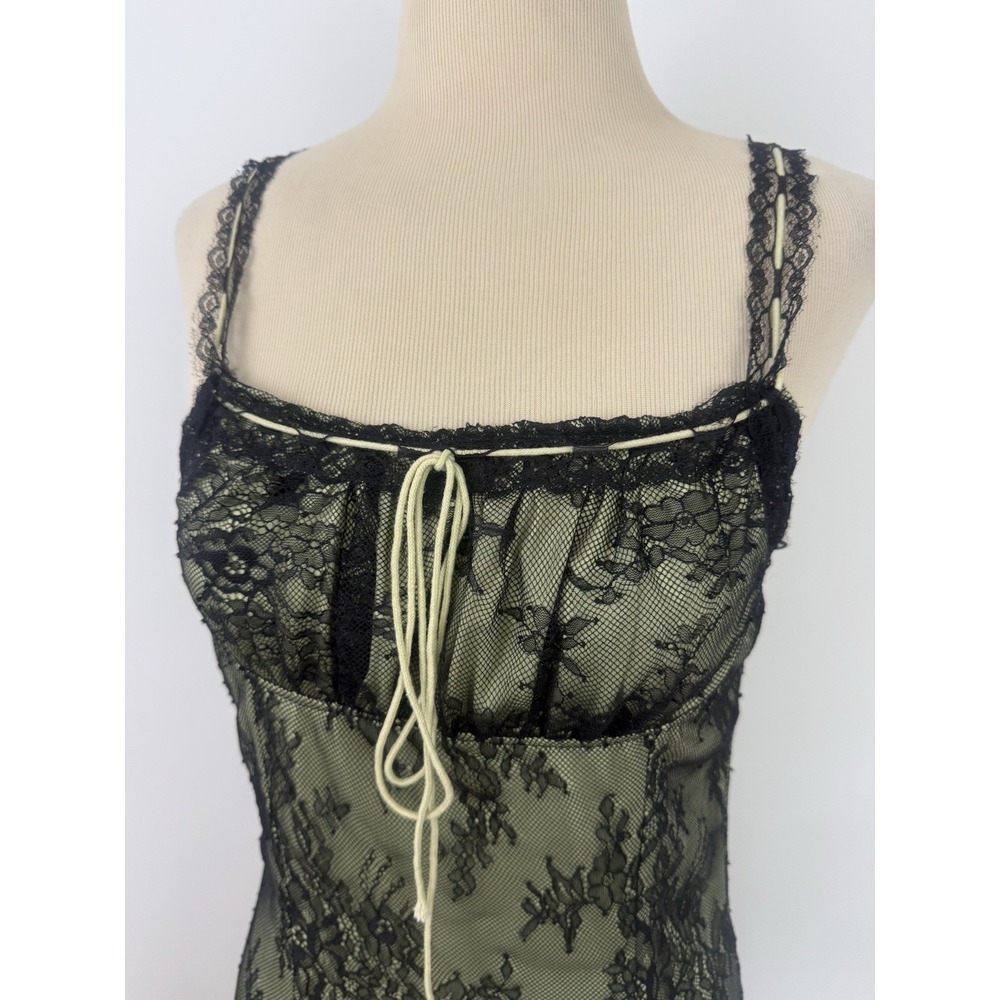 CIDER New Black Lace Milkmaid DRESS M Green Mesh Whimsigoth Fairy Grunge Goblin - Picture 4 of 16